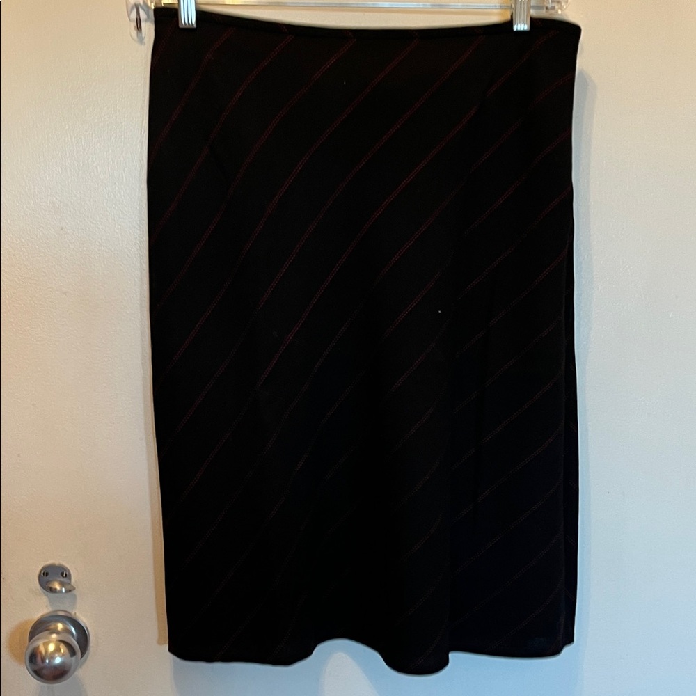 Ann Taylor Black Pencil Skirt with Subtle Red Stripes